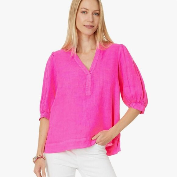 Lilly Pulitzer Tops - Lily Pulitzer Women's Pink linen Top